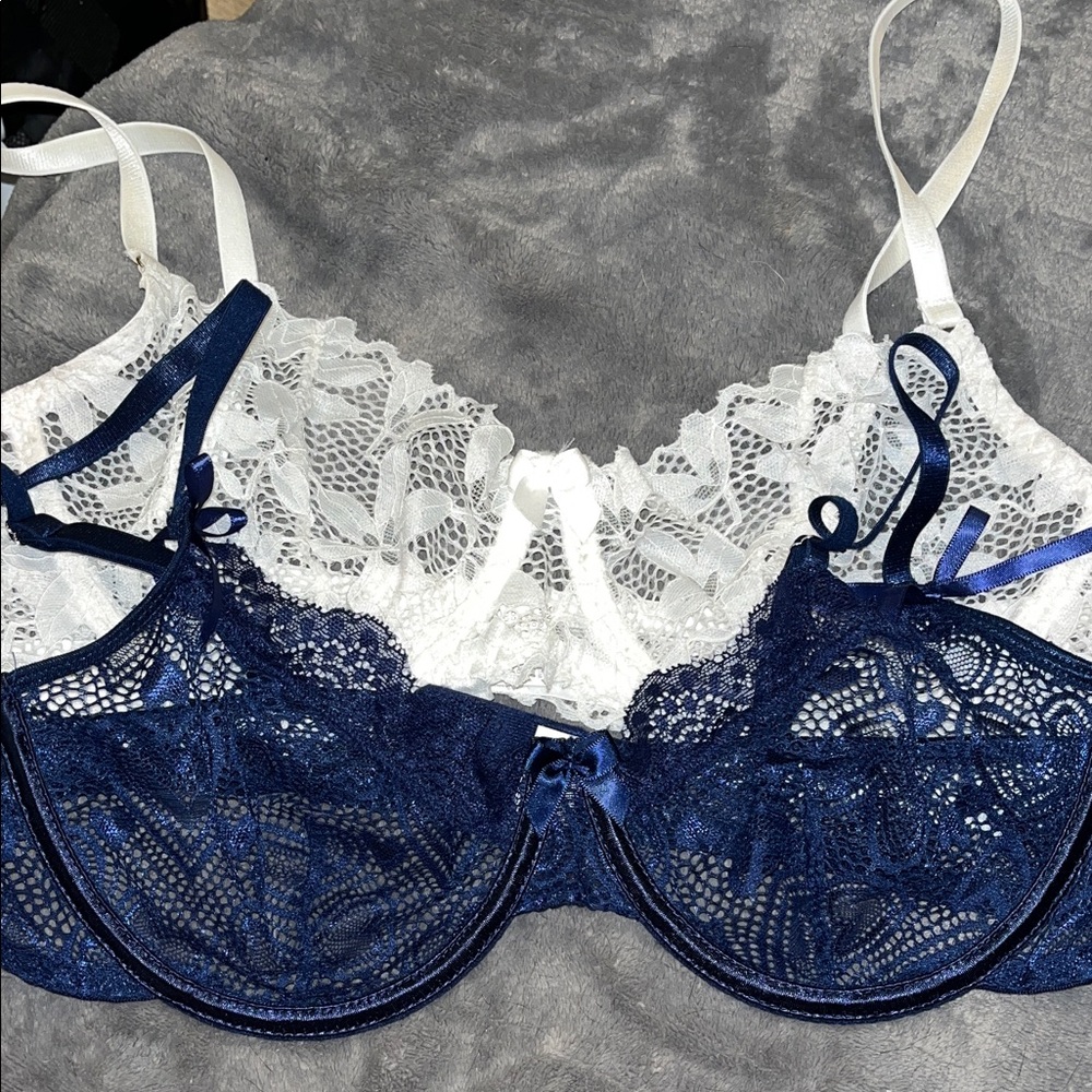 Blue and White Bra Set